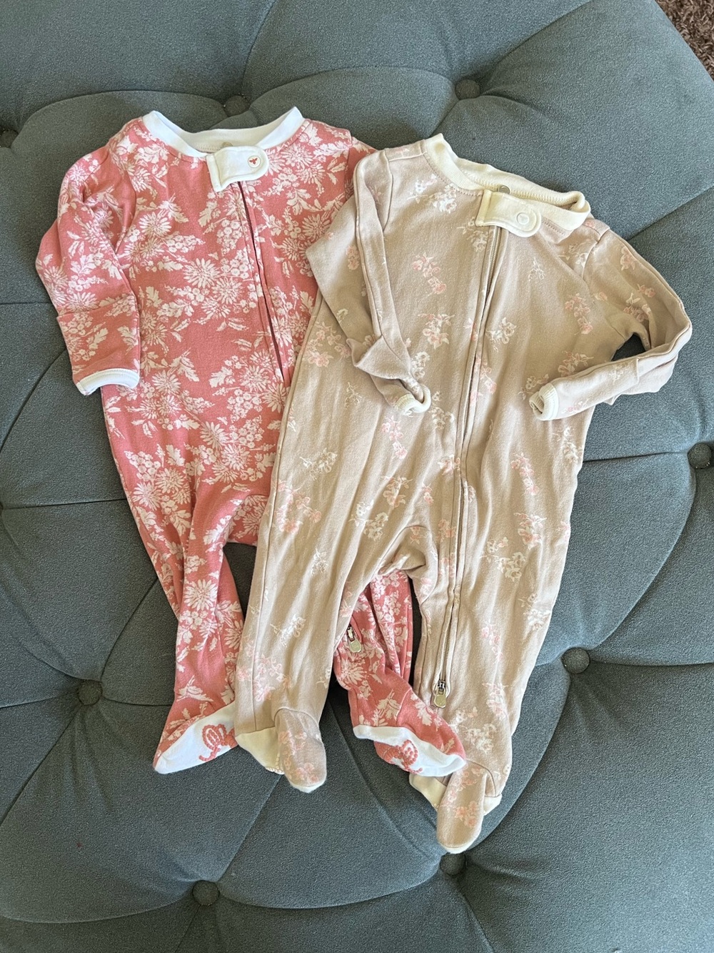 Burrs Bee Baby Floral Footed One-Piece Sleeper Bundle